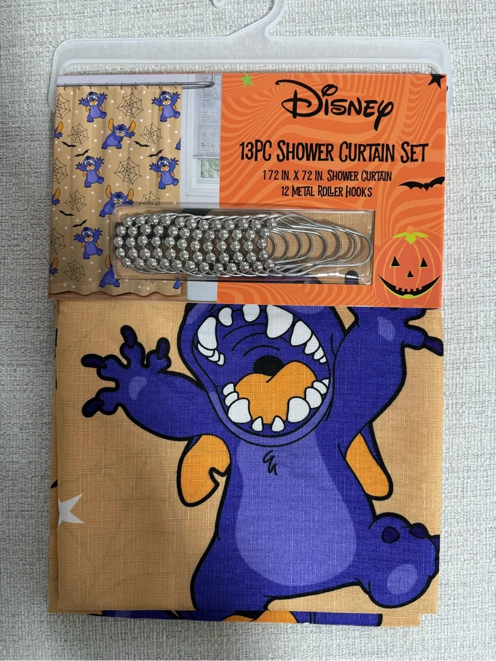 Disney Halloween 13 pcs Stitch Shower Curtain Set